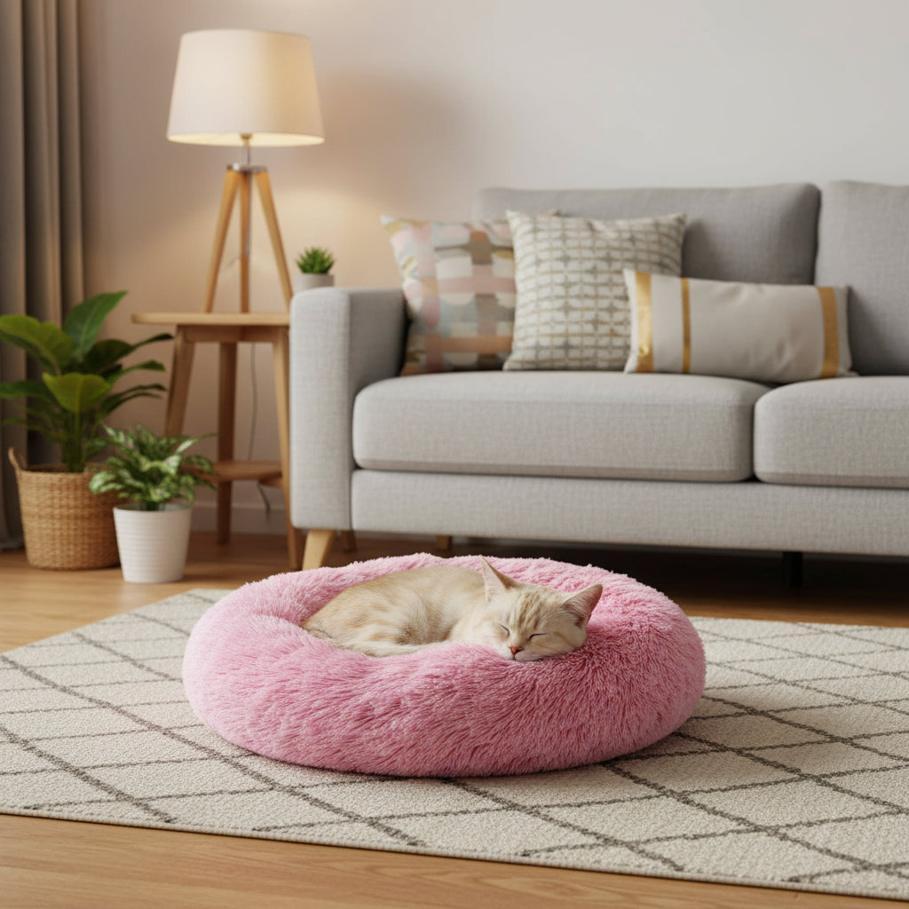 Plush Round Pet Bed – Ultra Soft Warm Dog & Cat Bed