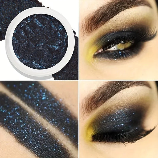 Palette highlighter, paillettes et smoky, noir métallique et argent foncé, effet humide, pigments nacrés, maquillage yeux