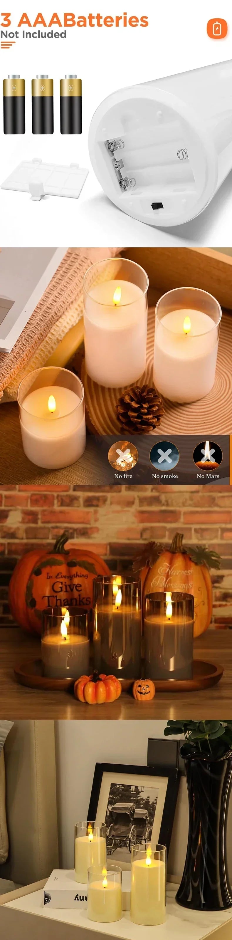 LED Flameless Candles with Remote & Timer – Flickering Acrylic Glass Candle Lights