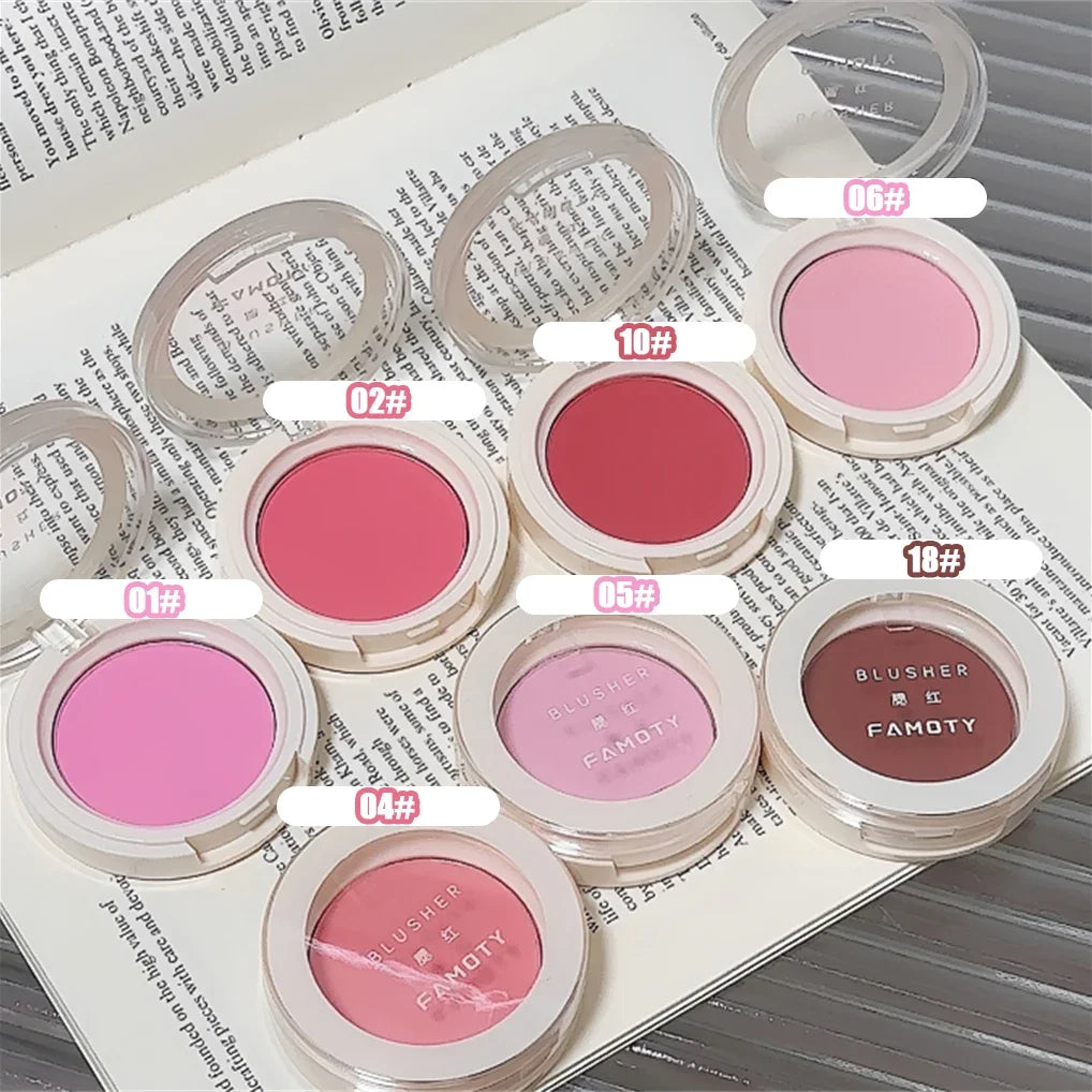 Palette de blush monochrome lait-pêche – Pigments minéraux pour le visage, poudre blush pour joues – Maquillage professionnel, contouring et blush rose