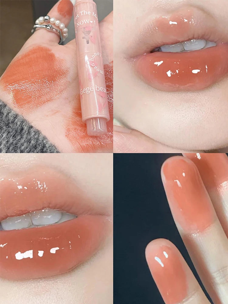 Rouge à lèvres – Teintes florales et “honey” | Hydratant avec finition miroir | Texture gelée brillante | Stylo rouge à lèvres pratique pour lèvres douces et lumineuses