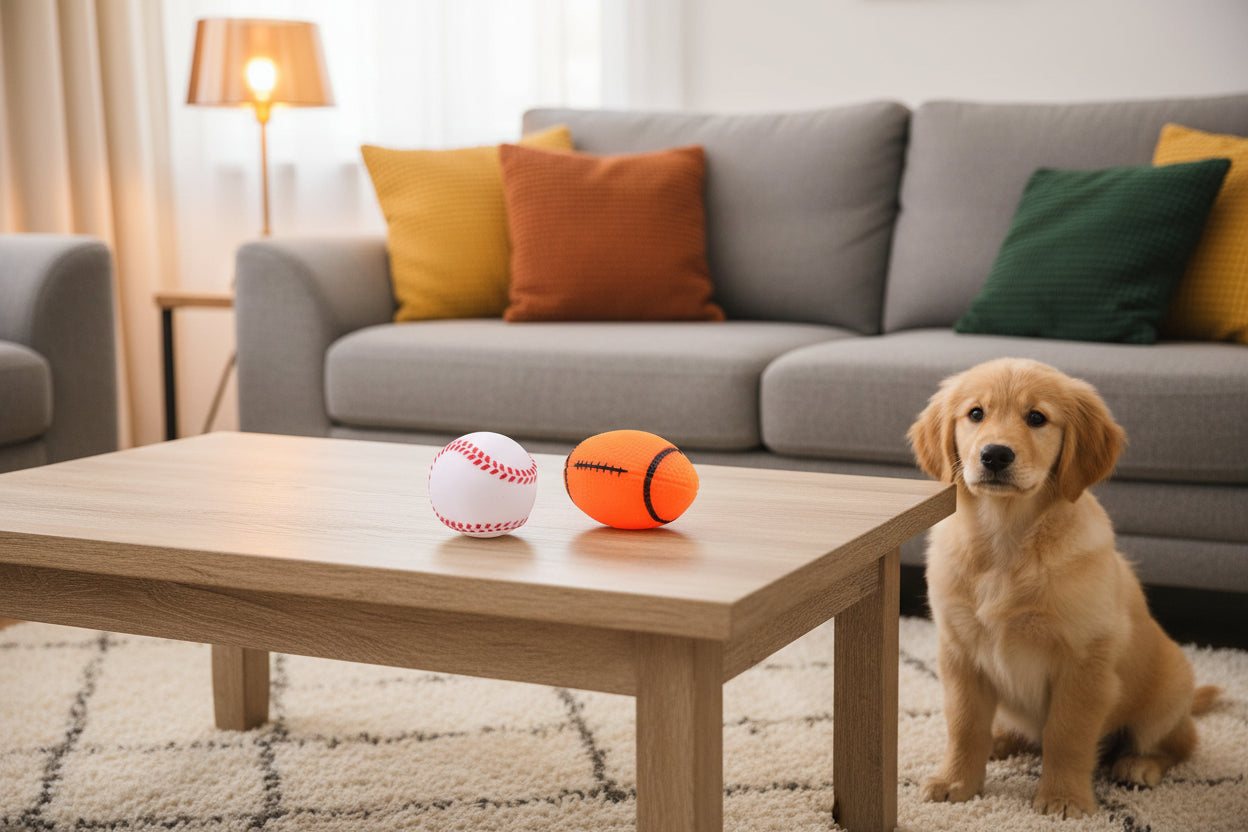 Squeaky Rubber Dog Ball Toy – Interactive Chew Toy for Small Dogs