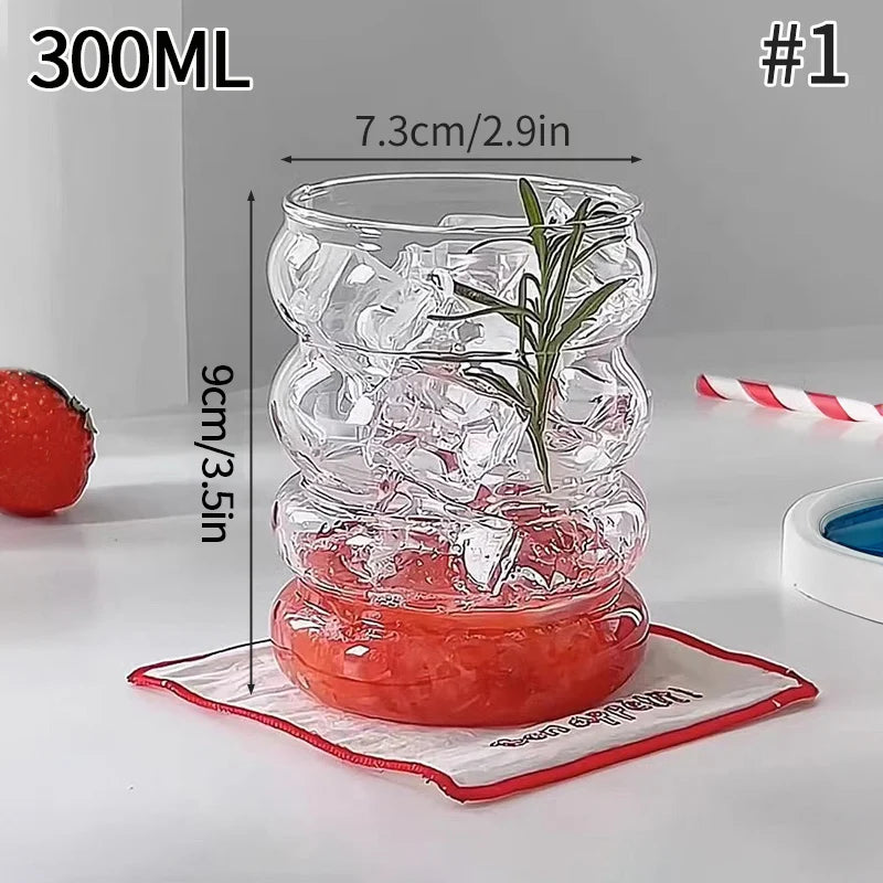 Aesthetic Glass Cups Set – Iced Coffee, Latte, Cocktail & Wine Glass Drinkware Collection
