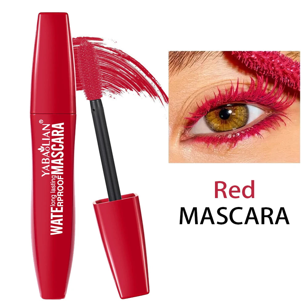 Mascara neutre 1/3 pièces coloré waterproof épais et recourbant anti-bavure longue tenue rouge, bleu, violet
