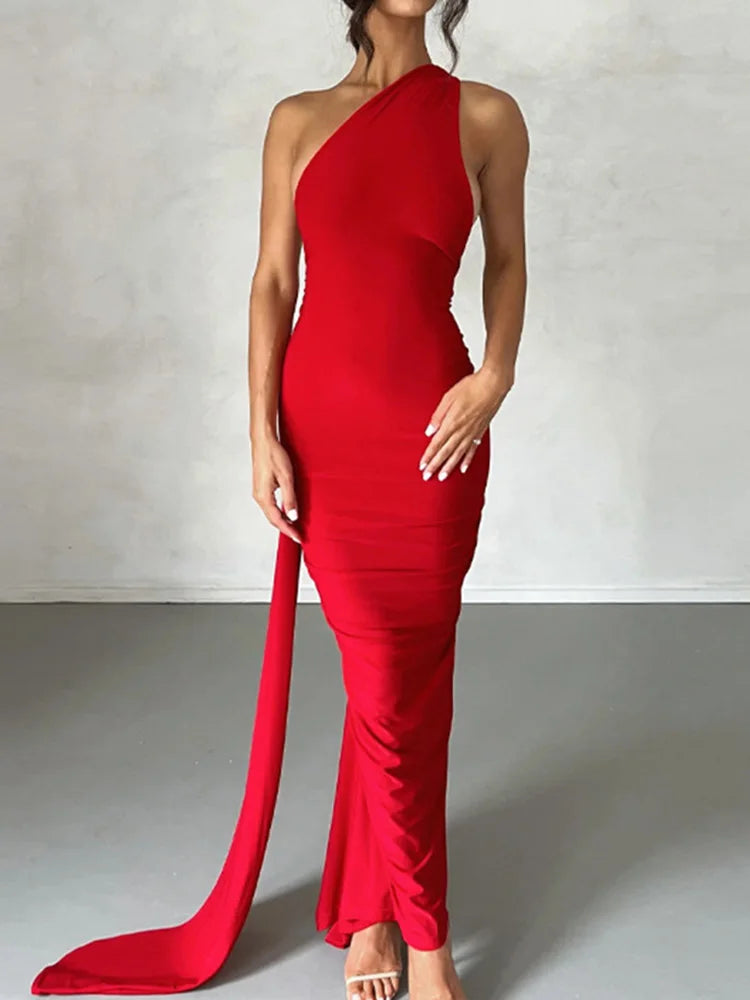 Robe  une épaule – Maxi Bodycon Dos Nu