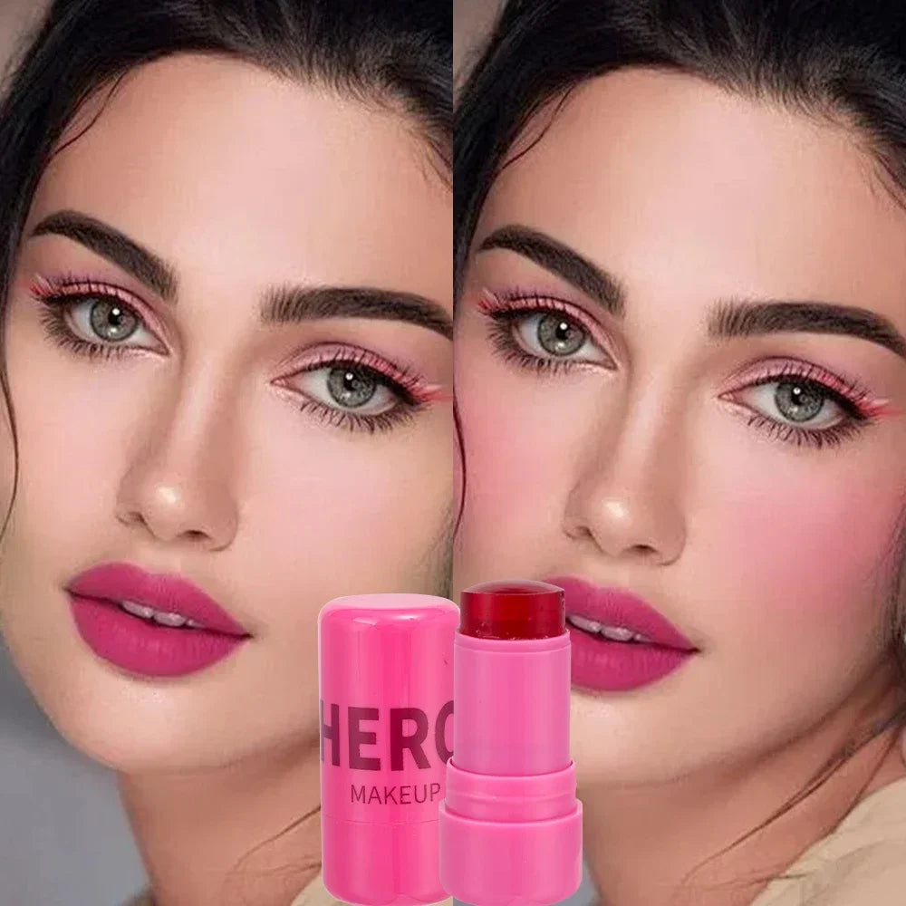 Blush & Rouge à Lèvres 2 en 1 — Texture Jelly, Double Usage pour Joues et Lèvres, Fini Mat et Teinte Translucide, Stick Blush, Maquillage pour Femmes