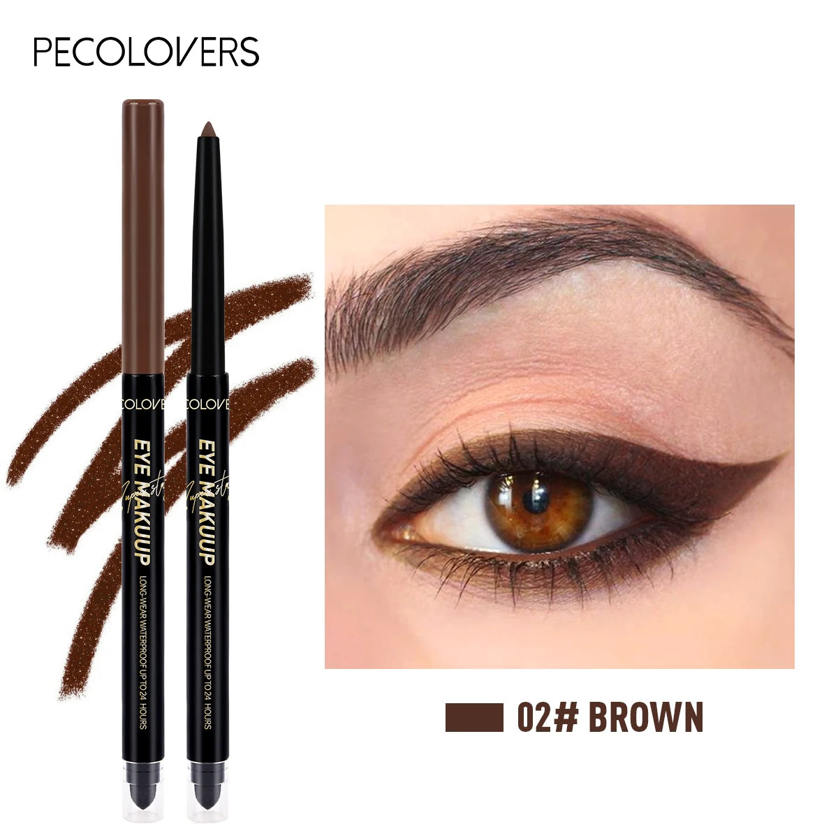 Crayon gel eyeliner double embout noir – waterproof, longue tenue, facile à appliquer, tête en coton douce, glisse lisse