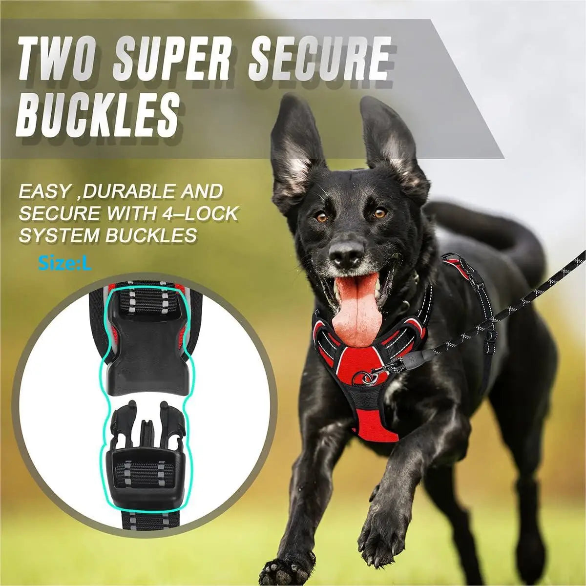 Adjustable No-Pull Dog Harness – Reflective Front-Clip Harness with Handle