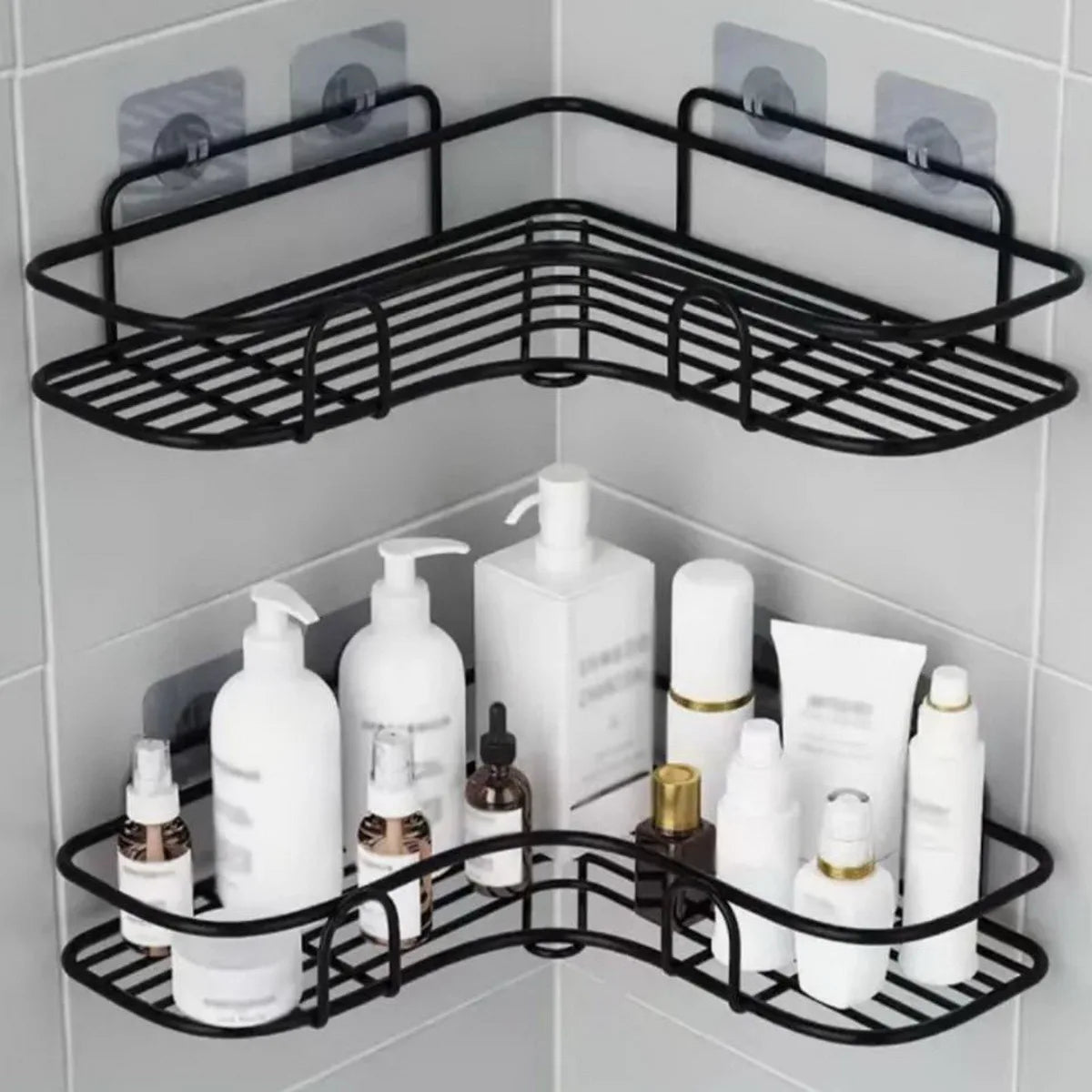 No-Drill Bathroom Shower Shelf – Triangle Corner Storage Rack