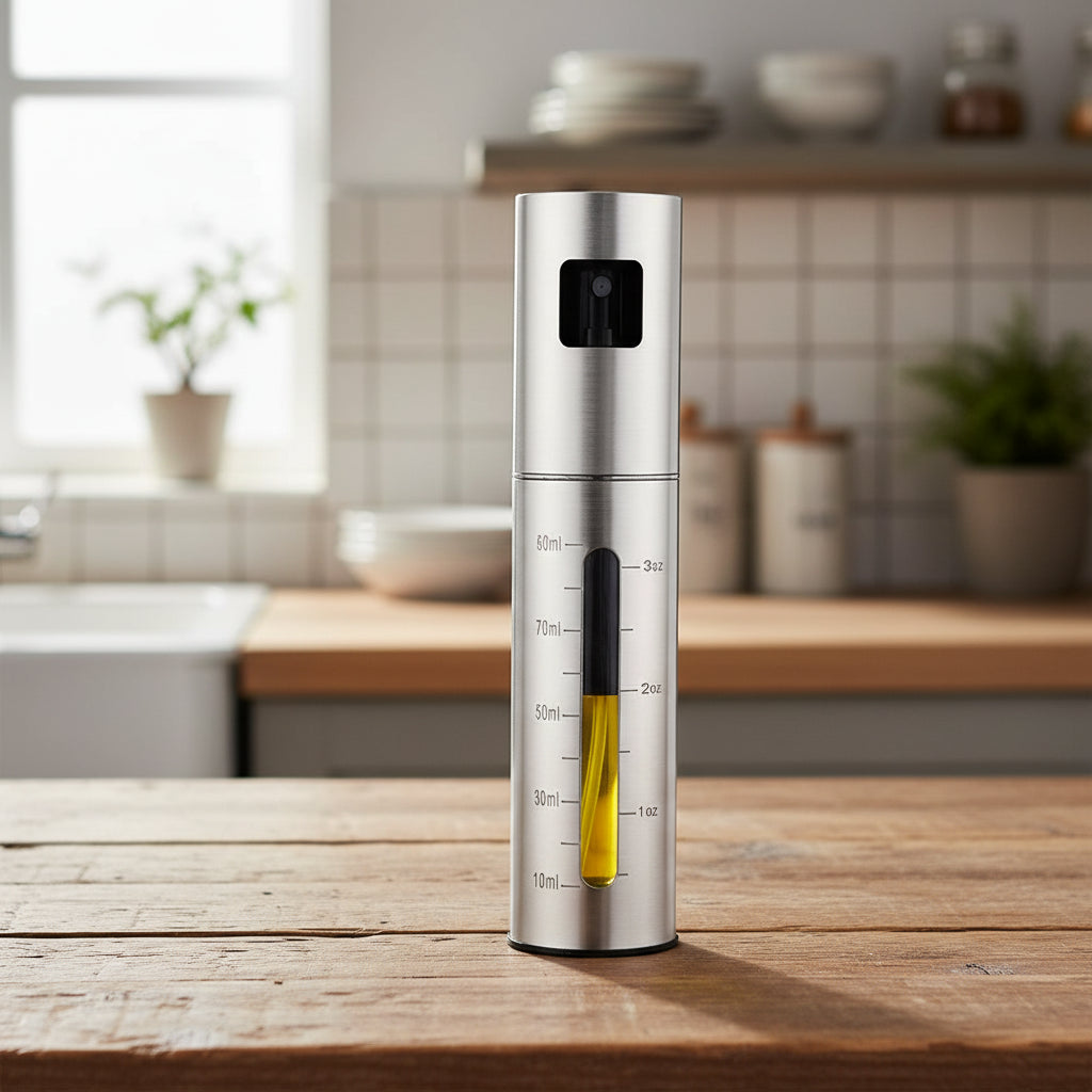 304 Stainless Steel Oil Sprayer Bottle – Refillable Olive Oil & Vinegar Mister for BBQ, Baking & Cooking