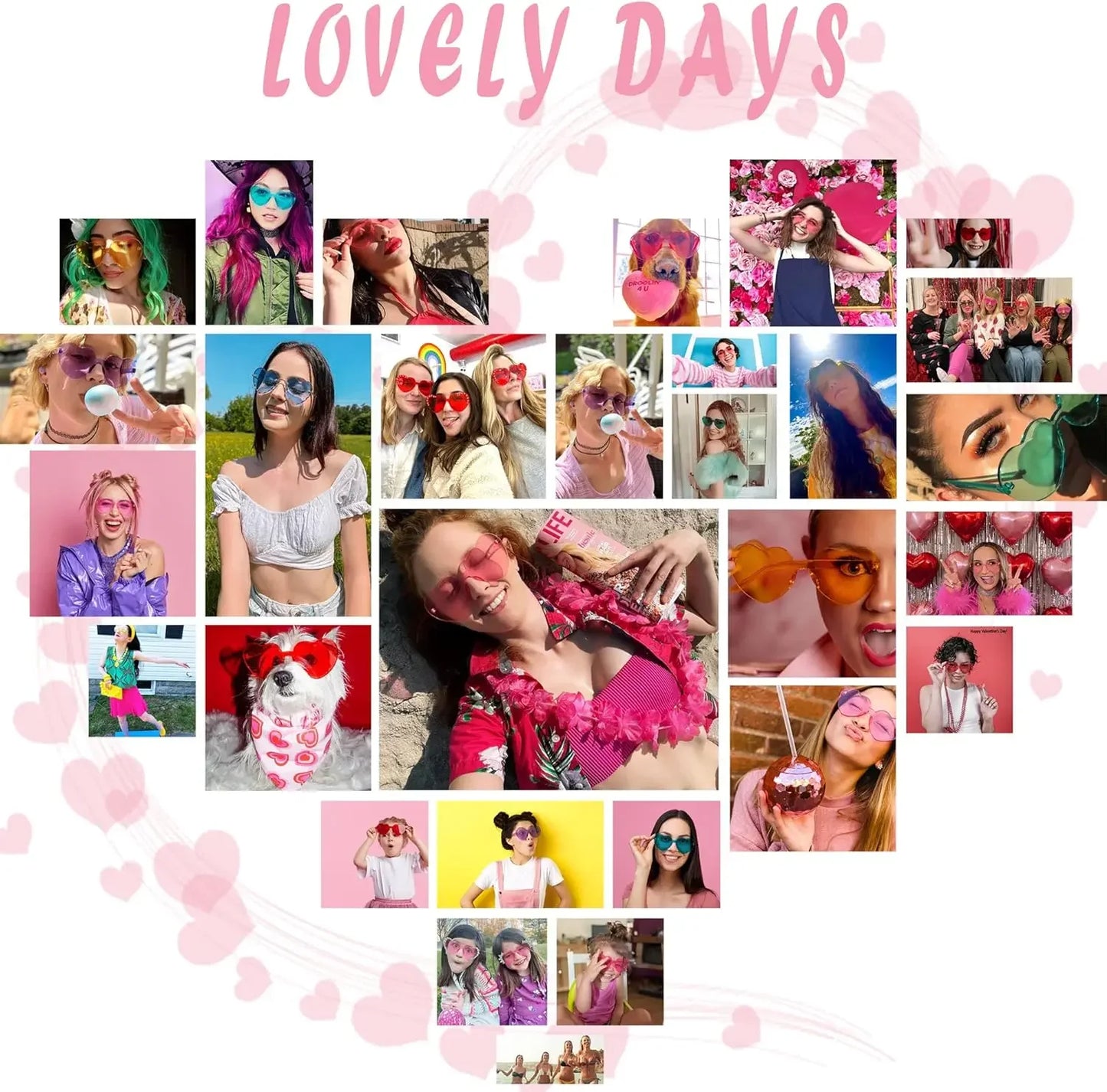 « Lunettes Femme Cœur – Lot 12-100 pcs, Multicolores »