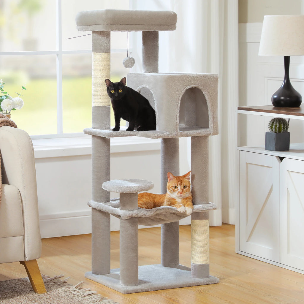 Multi-Level Cat Tree Tower – Cat Condo, Hammock & Scratching Activity Center