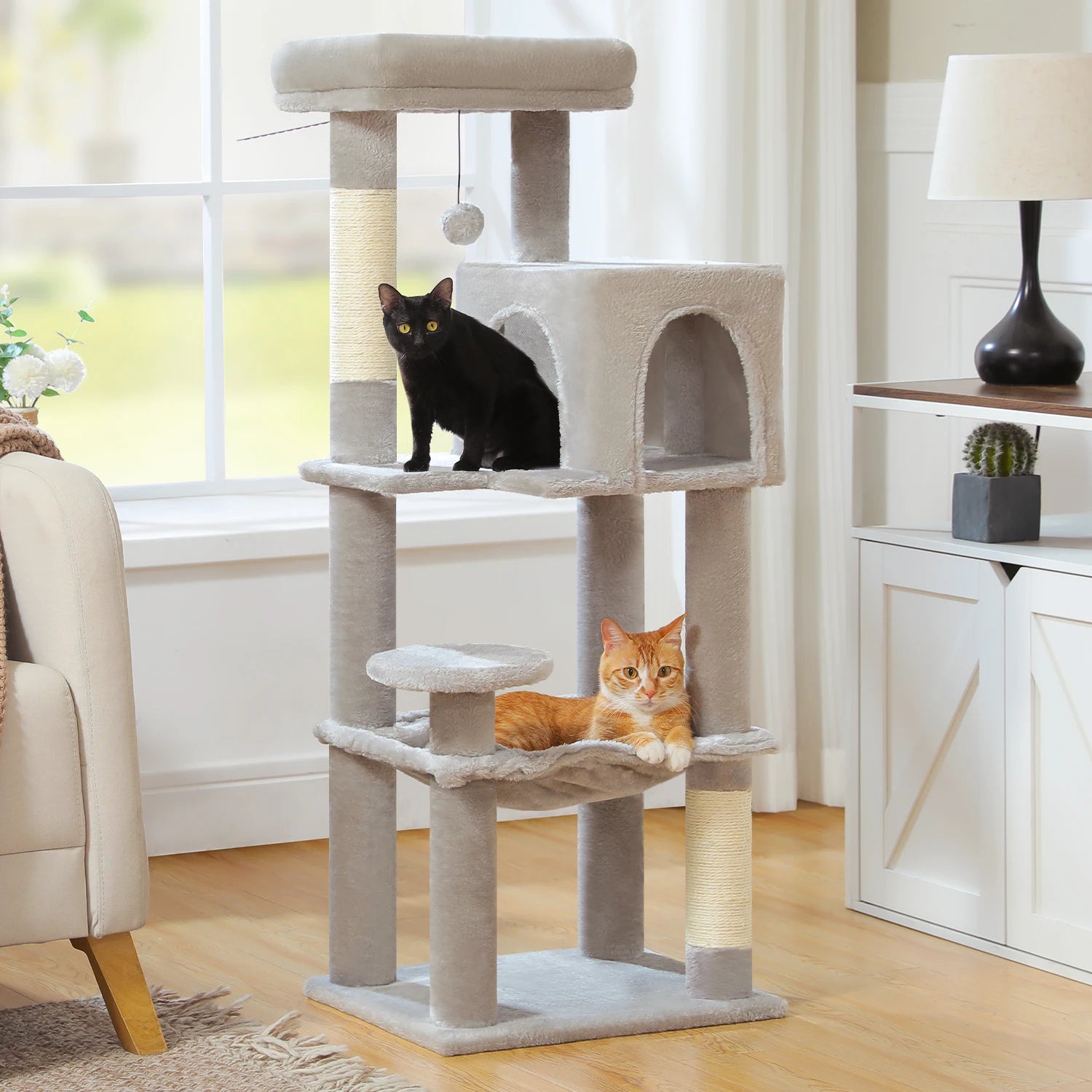 Multi-Level Cat Tree Tower – Cat Condo, Hammock & Scratching Activity Center