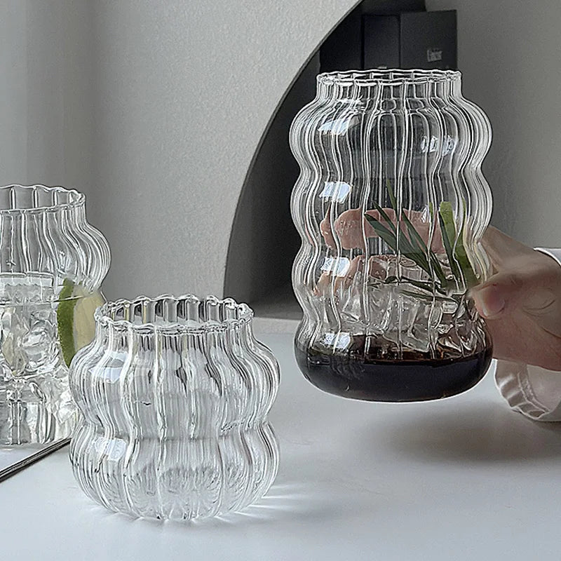 Aesthetic Glass Cups Set – Iced Coffee, Latte, Cocktail & Wine Glass Drinkware Collection