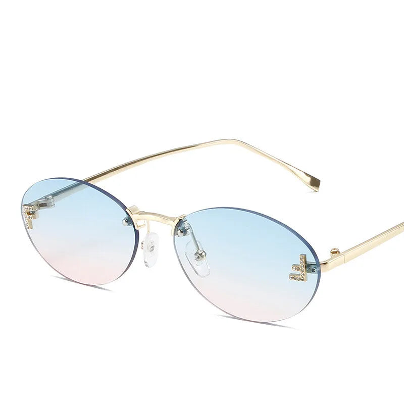 « Lunettes de Soleil Femme – Sans Monture, Lettre F, Luxe UV400 »