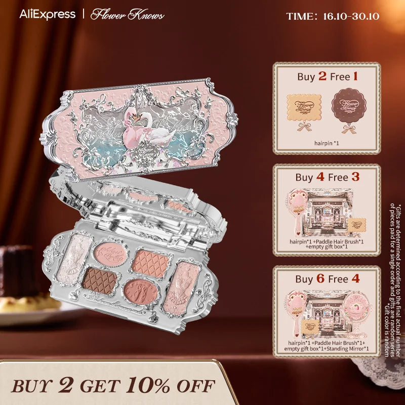 Palette fards à paupières, 6 couleurs, mats délicats et scintillants