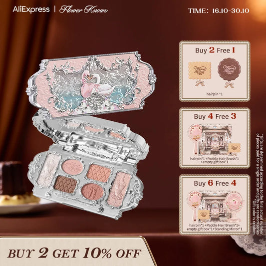 Palette fards à paupières, 6 couleurs, mats délicats et scintillants