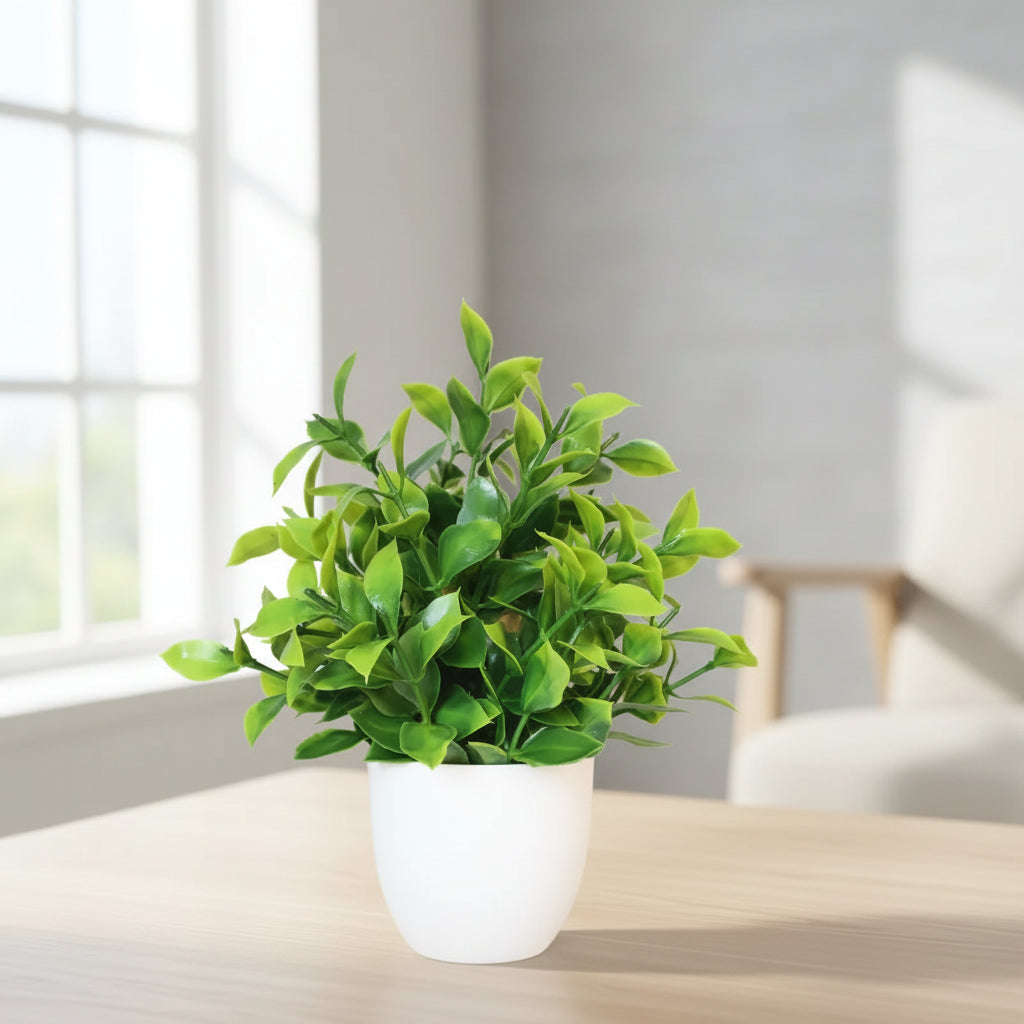 Artificial Potted Green Plant – Decorative Fake Bonsai for Home Décor