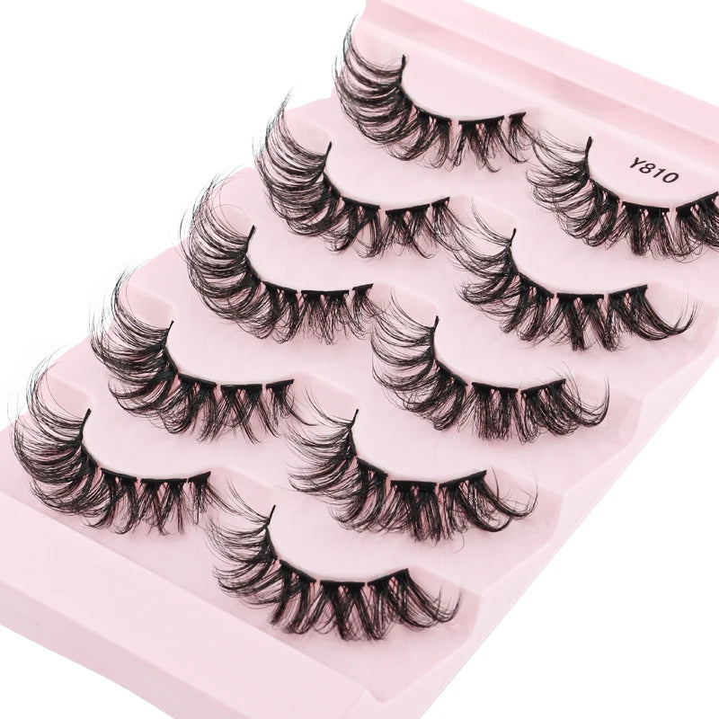 3 à 7 paires de cils en vison synthétique – Faux cils faits main, naturels et nude, effet croisé et désordonné – Cils 3D bouclés pour maquillage