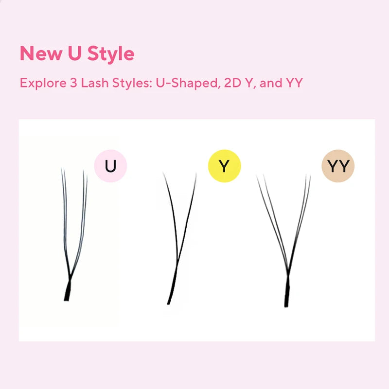 Extensions de cils en U – Cils 3D volumineux, faciles à appliquer, naturels et légers, forme U YY – Faux cils en vison pour maquillage