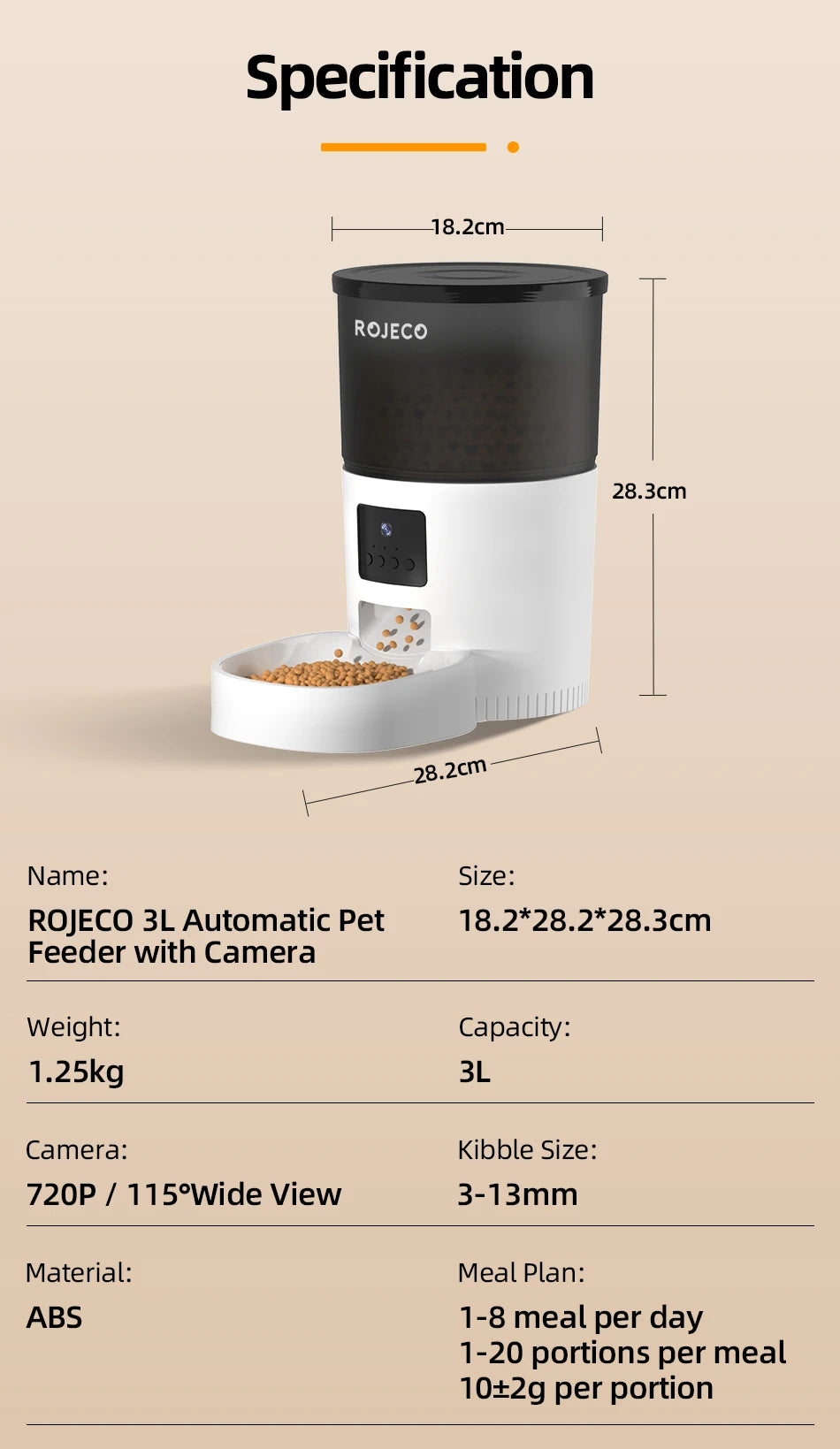 Smart Automatic Pet Feeder with Camera – Wi-Fi Food Dispenser for Cats & Dogs