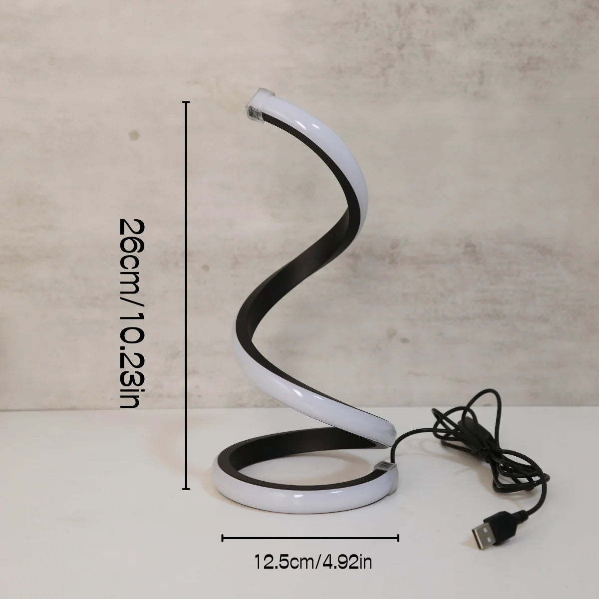 Modern Spiral LED Desk Lamp – 3 Color Dimmable USB Table Light for Bedroom & Office