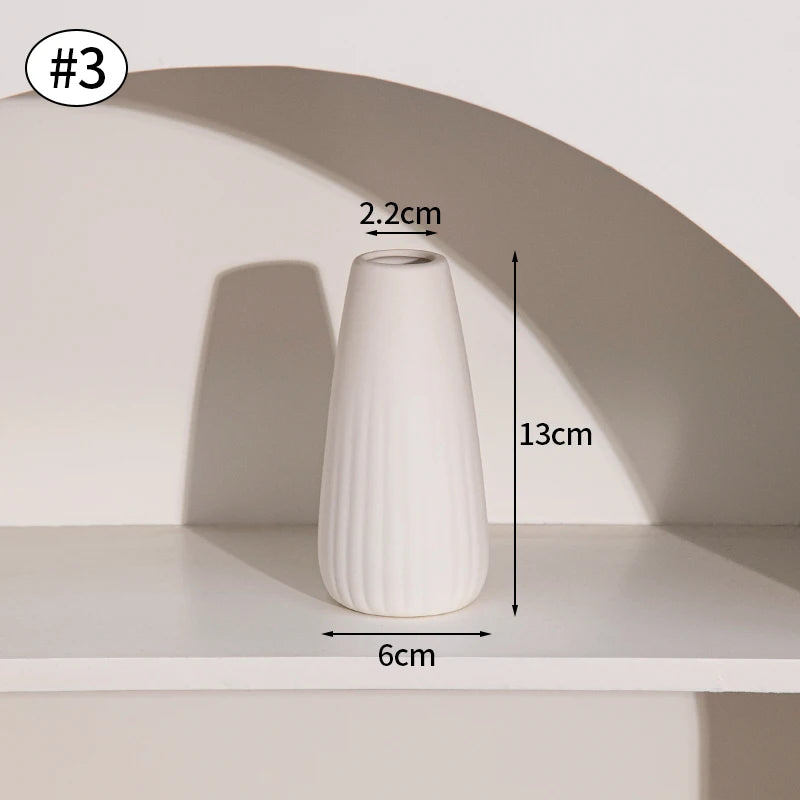 Modern Nordic Ceramic Vase – Minimalist White Flower Vase for Home & Office Decor