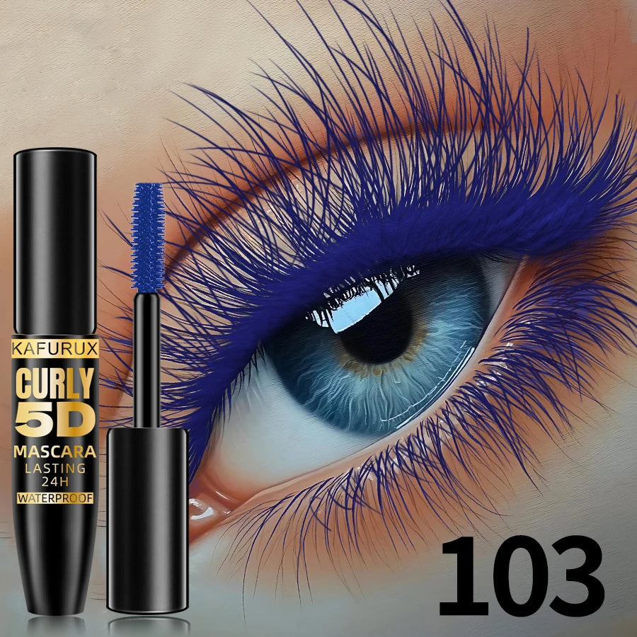 Mascara 5D fibres de soie 9 couleurs grands yeux waterproof allongeant anti-transpiration longue tenue violet, vert, noir maquillage coréen