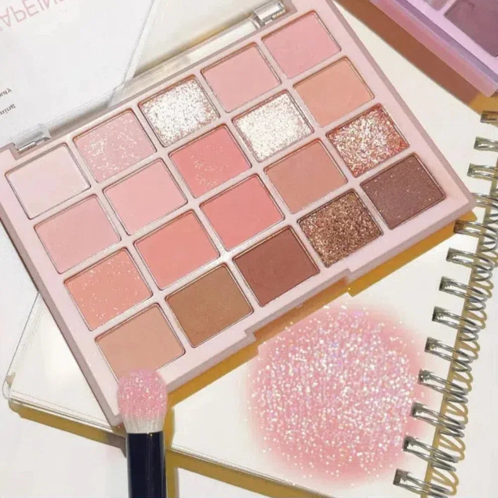 Palette fards à paupières 20 couleurs – Faible saturation, violet, mat et nacré, longue tenue, waterproof et pailleté