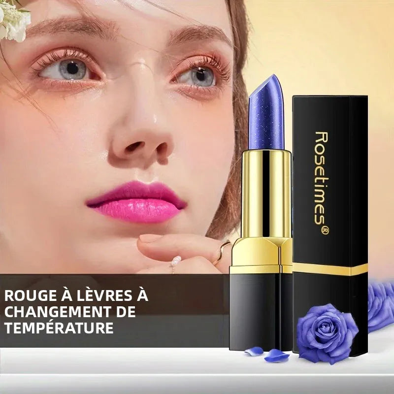 Rouge à lèvres velours mat “Blue Rose” – Sensible à la température | Waterproof, non tachant | Hydratant et non desséchant | Maquillage lèvres élégant et confortable