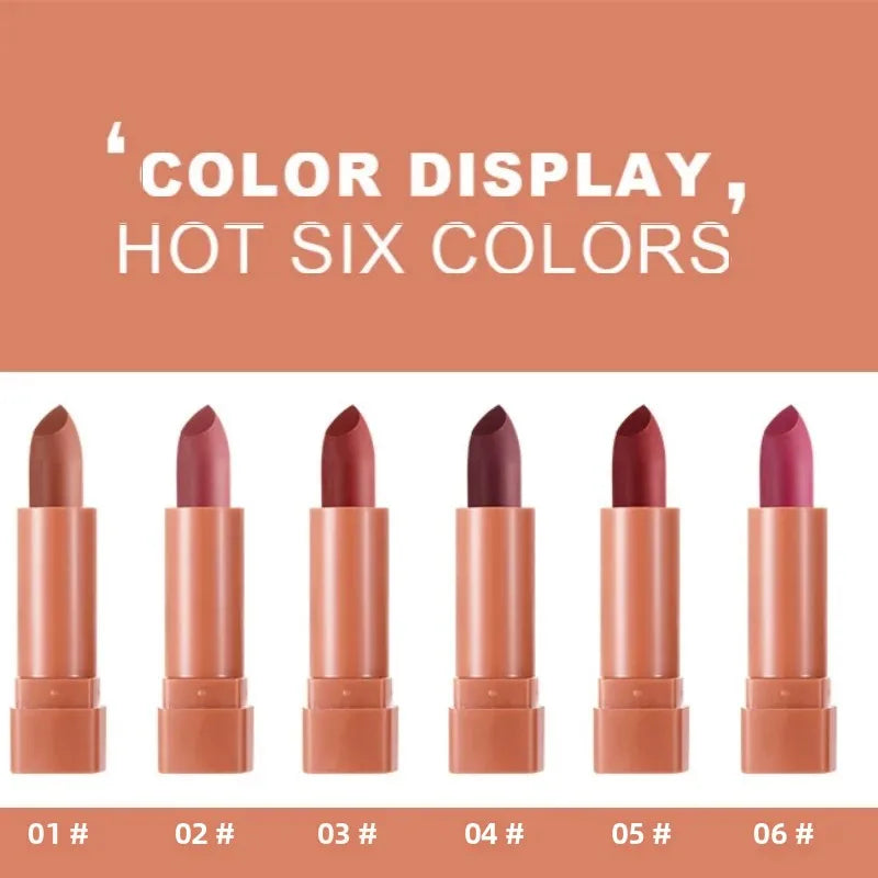 Set 6 Pièces Rouge à Lèvres Mat – Waterproof, Longue Tenue, Anti-Transfert, Application Facile, Couleurs Vibrantes