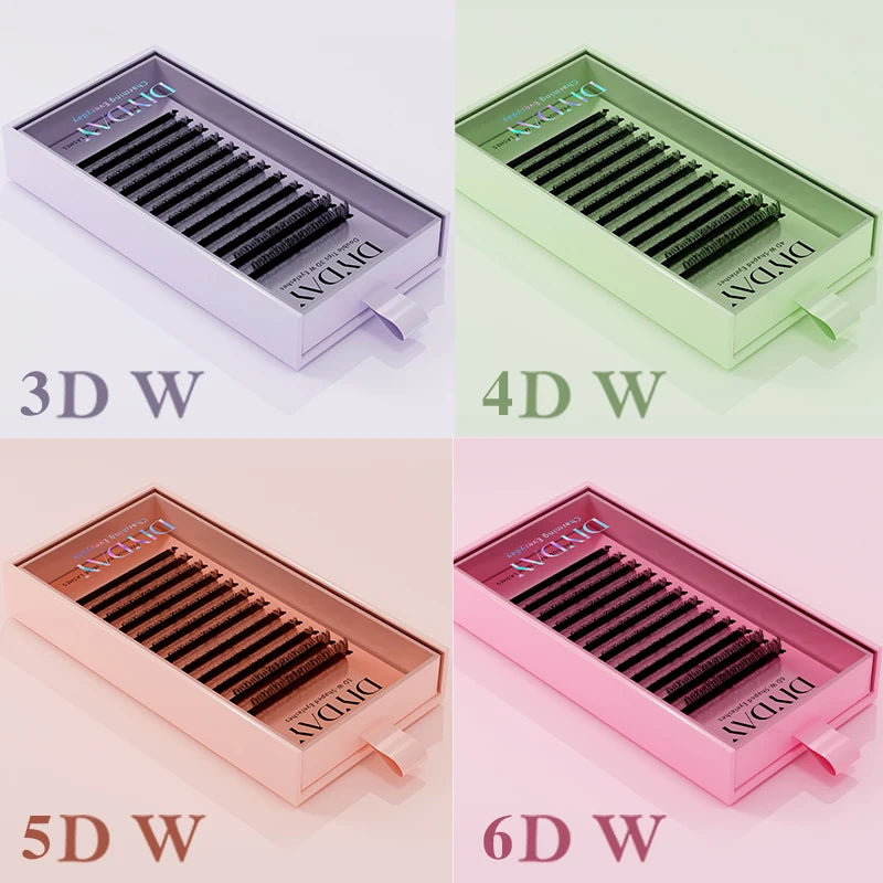 Extensions de cils en forme de W – Cils Bloom prémontés 3D, 4D, 5D, 6D, 7D, 8D, naturels et doux – Éventails d’extensions de cils