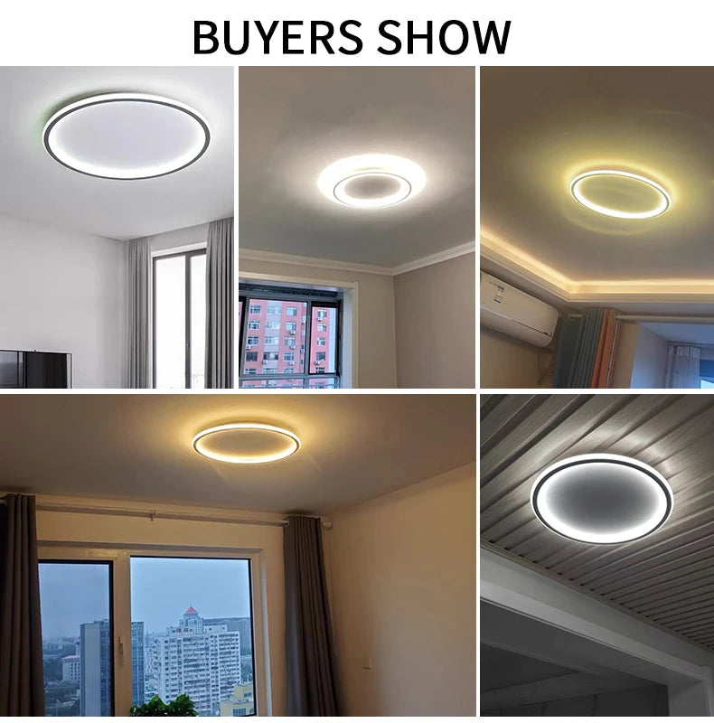 Modern LED Ceiling Light – Circular Flush Mount Fixture for Living Room, Bedroom & Hallway