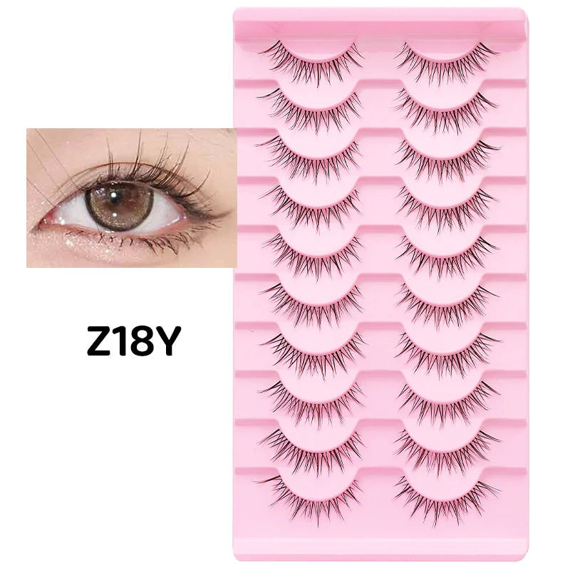 10 paires de cils naturels – Cils manga en bande complète, maquillage – Vente en gros, dropshipping, extensions de cils, faux cils style anime
