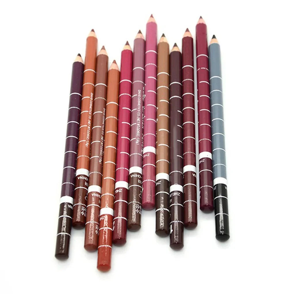 Coffret maquillage 12 couleurs — Crayons à lèvres waterproof et longue tenue | Rouge à lèvres et contour lèvres professionnels | Stylo maquillage précis pour femmes