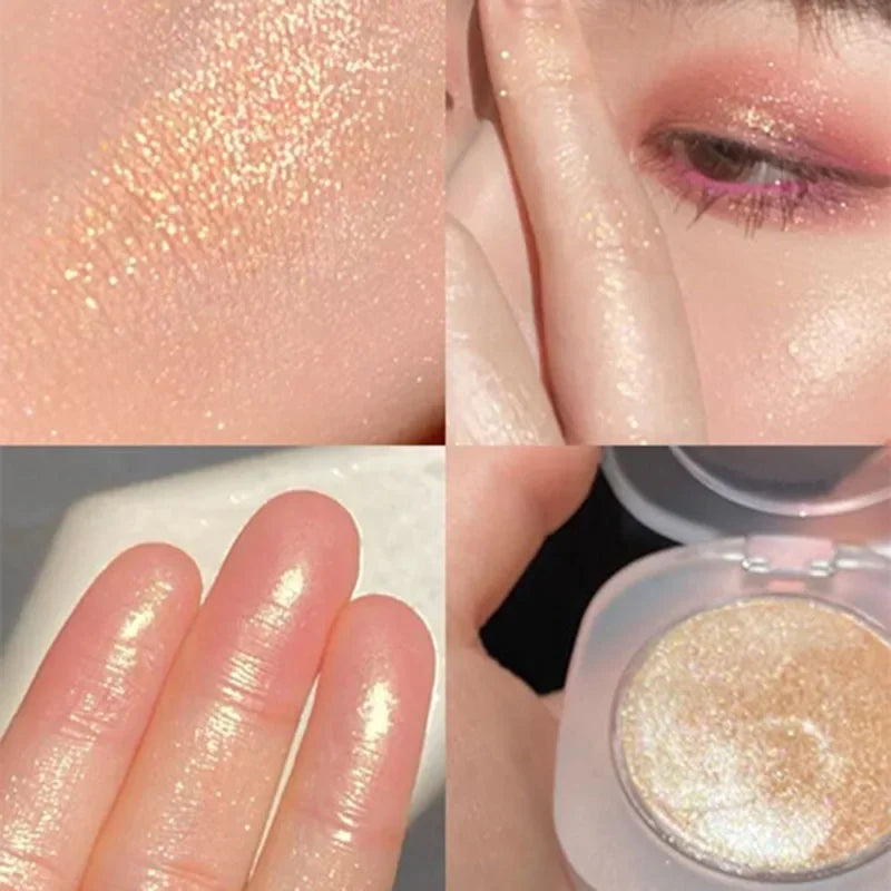 Palette de Fards à Paupières Moonlight 4 Couleurs — Highlighter, Bronzer pour le Visage, Contour, Poudre Scintillante