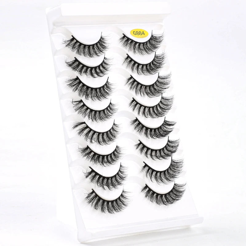 Lot de 10/8/5/3 Paires de Faux Cils 3D en Vison