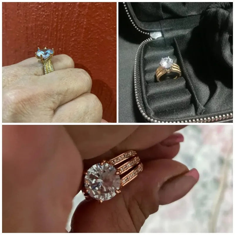 Huitan – magnifiques bagues de mariage pour femmes, avec zircone cubique rose/blanche, bagues de fiançailles classiques éternité, bijoux de livraison directe
