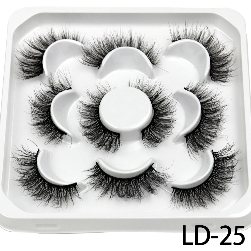 5 paires de cils en vison 3D – 25 mm, rouleau russe volumineux, faux cils naturels et dramatiques – Outils de maquillage, vente en gros