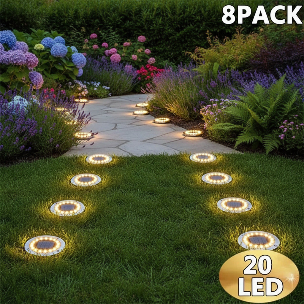 Solar Ground Lights – Outdoor LED Disk Lights for Garden & Pathway Décor