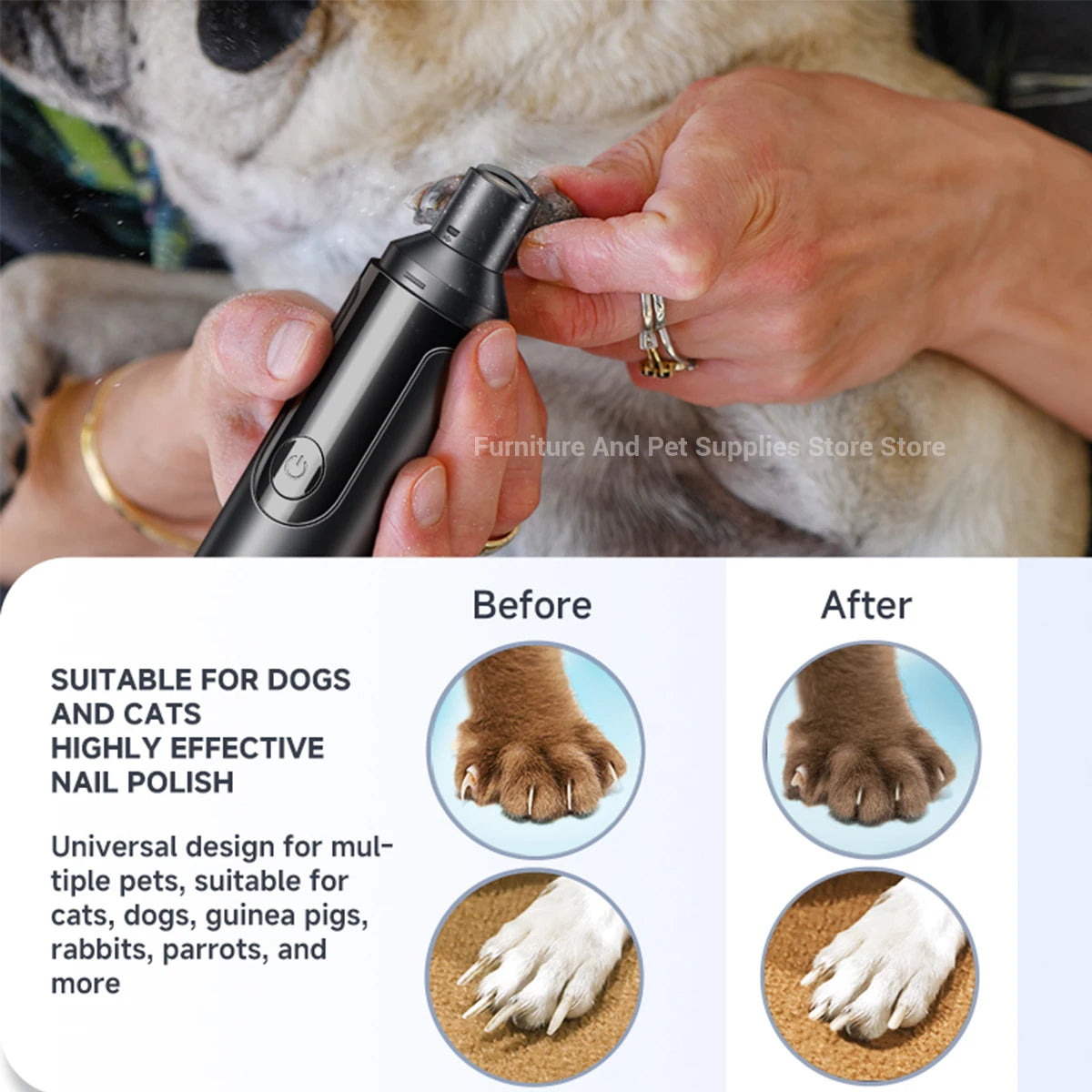 USB Rechargeable Electric Pet Nail Grinder – Nail Trimmer & Polishing Tool for Dogs & Cats