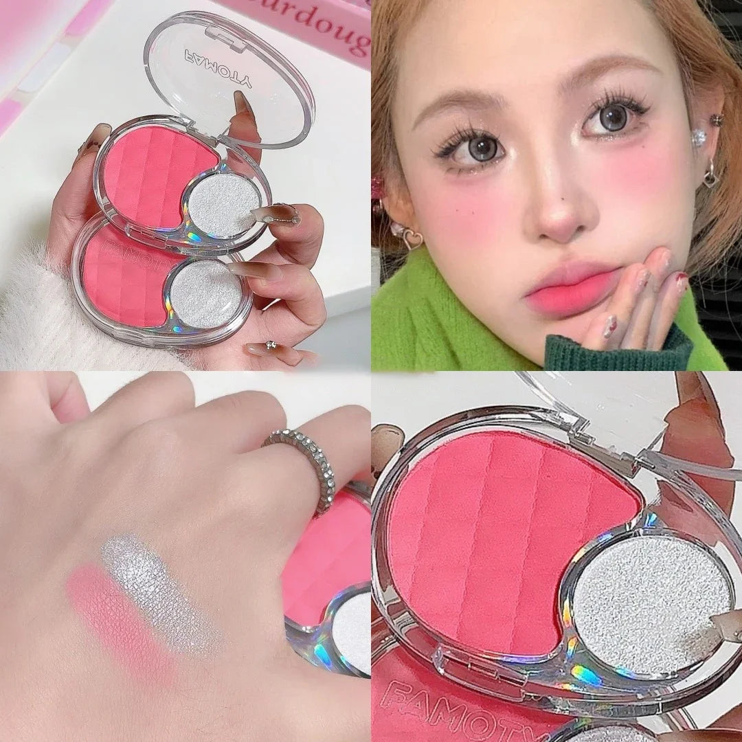 Palette Blush Éclaircissante et Brillante — Fard Velours Mist, Highlighter, Fini Mat et Pailleté, Ombre pour Contour des Joues