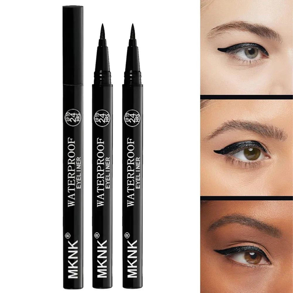 3 pcs Crayons Eyeliner Noir Étanches – Anti-Bavure, Longue Tenue, Facile pour Débutants, Crayon Sourcils en Bois, Maquillage Combiné