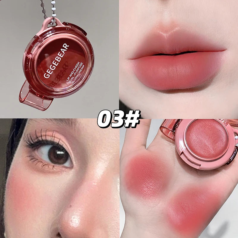 Blush Crème Mat Rose-Violet — Multi-usage pour Lèvres et Joues, Rouge à Lèvres Texture Boue, Blush Monochrome, Illumine le Visage, Application Facile, Maquillage Rouge