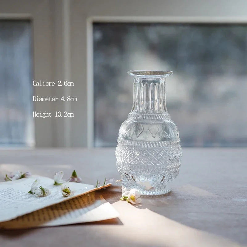 Retro Glass Vase – Elegant Small Flower Vase for Home & Living Room Decor