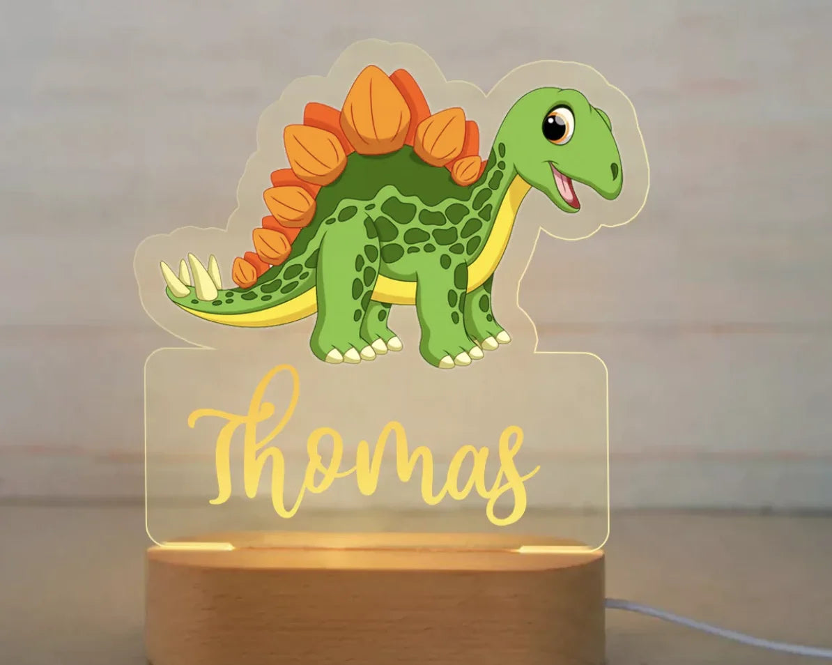 Personalized Animal Night Light with Custom Name – Acrylic LED Lamp for Kids' Bedrooms