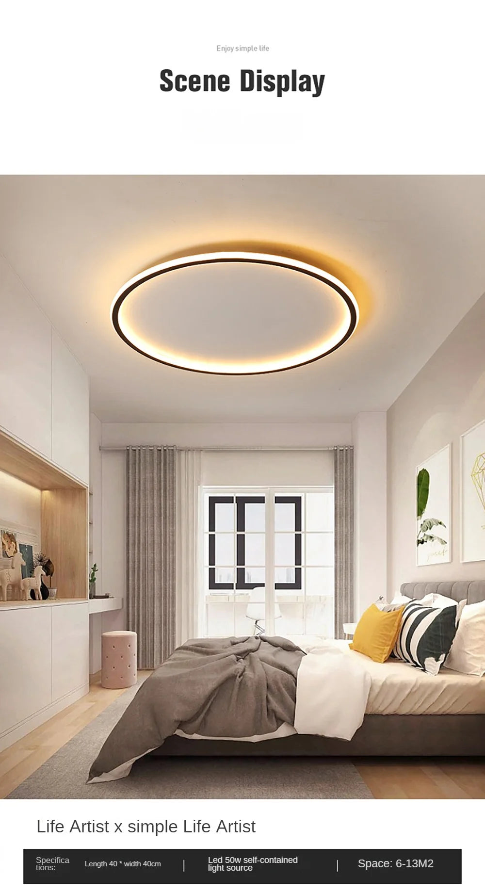 Modern LED Ceiling Light – Circular Flush Mount Fixture for Living Room, Bedroom & Hallway