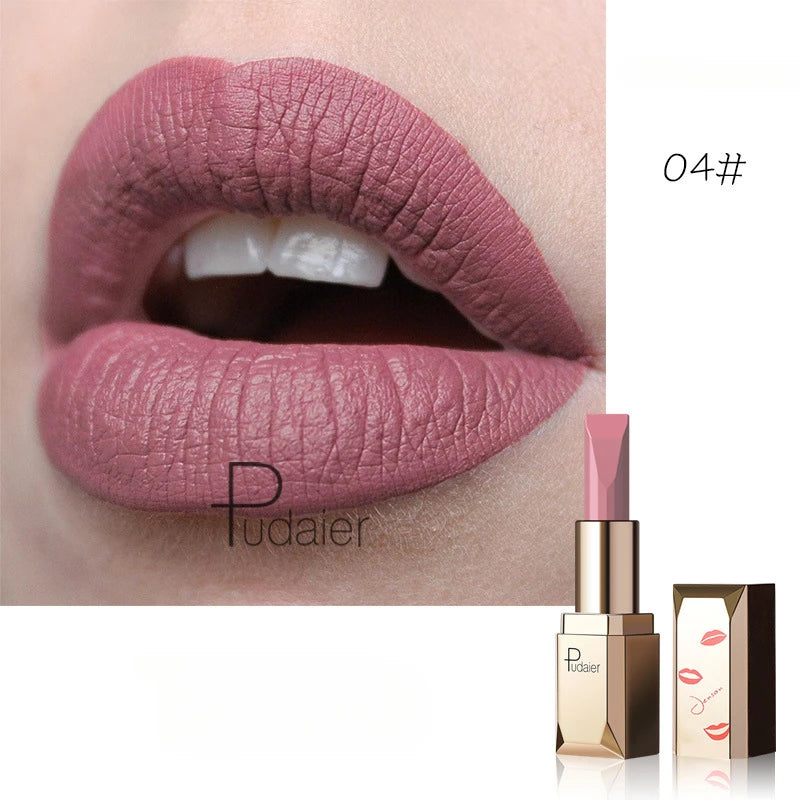 Rouge à lèvres  waterproof – Finition velours mate | Facile à appliquer | Teintes nude et rouge sexy | Tenue longue durée