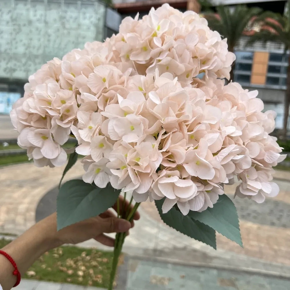 5-Head Artificial Hydrangea Flowers – Large Silk Floral Bouquet for Décor