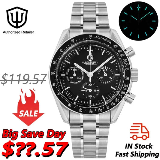 Montre à Quartz VK63 chronographe mouvement saphir cristal BGW9 lumineux 20Bar étanche 40mm montres Vintage